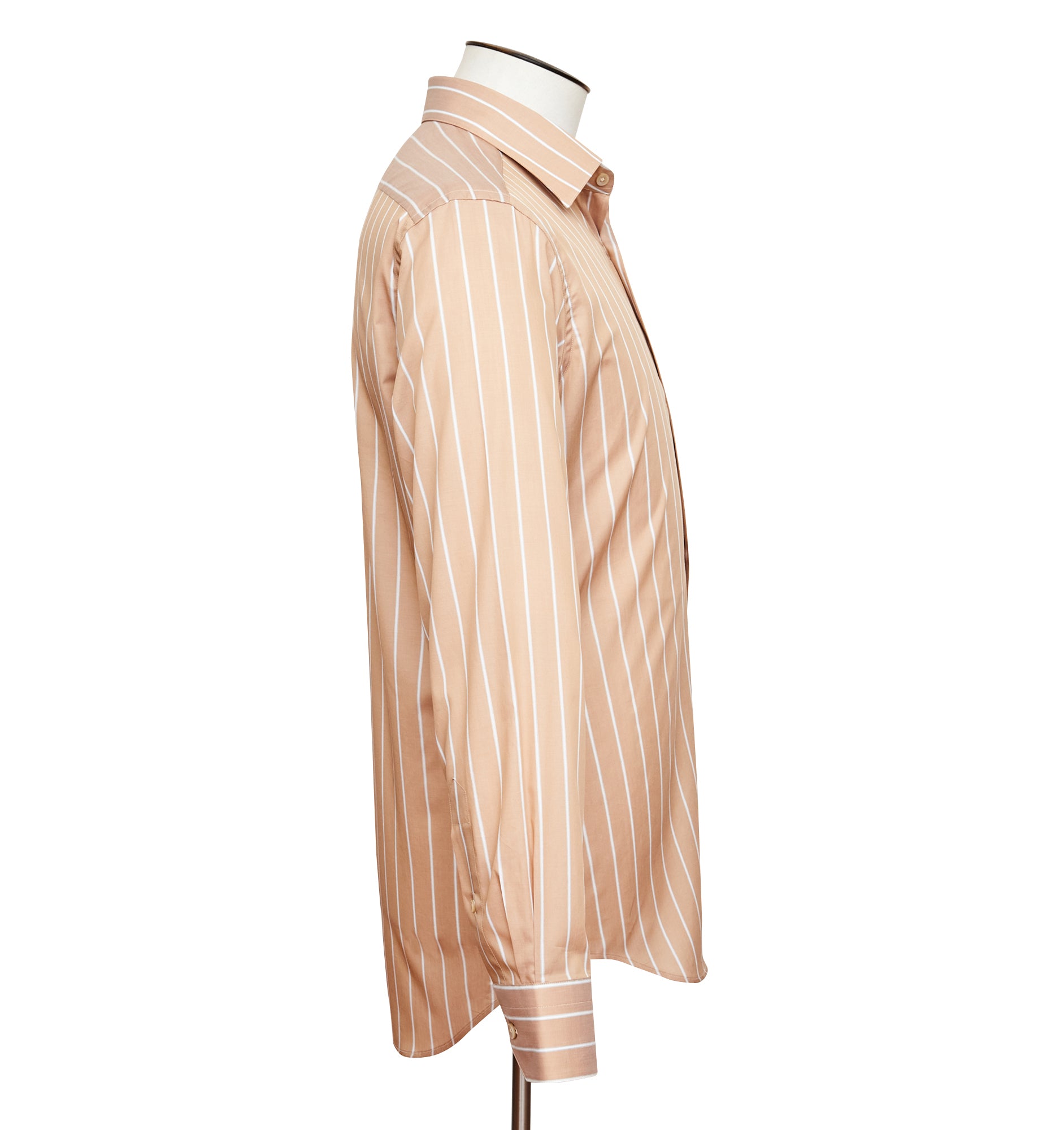 Wide Pinstripe Point Collar Shirt - Ecru