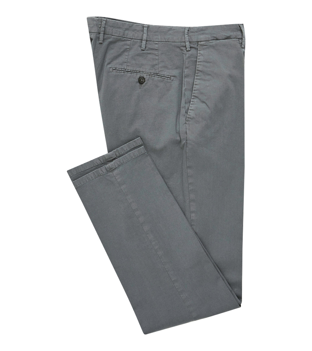 Mid Grey Washed Cotton Chino - LUCKY LAST