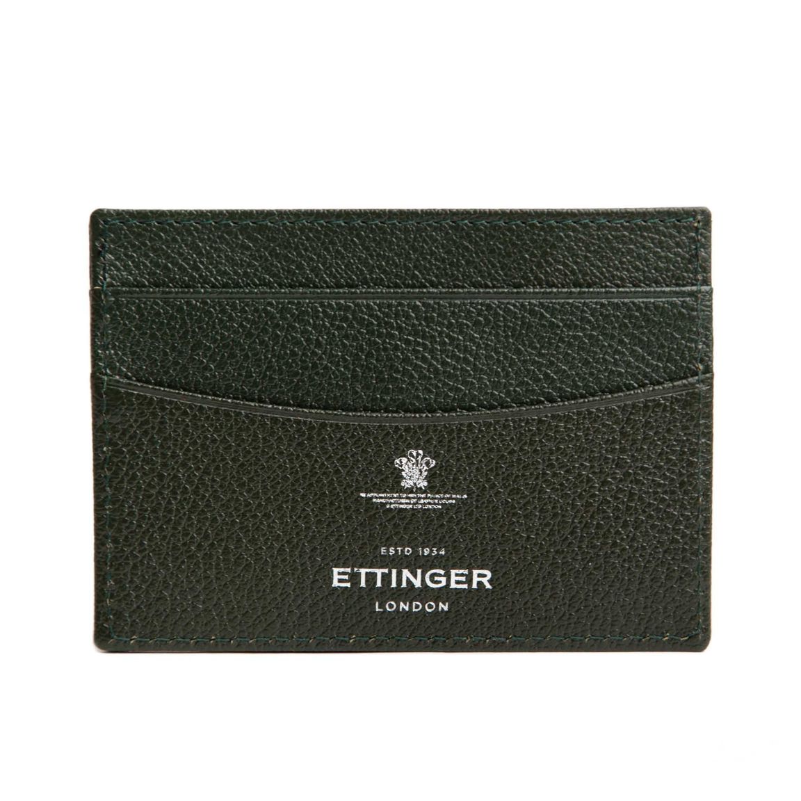 Ettinger Capra Leather Flat Credit Card Case - Forest Green