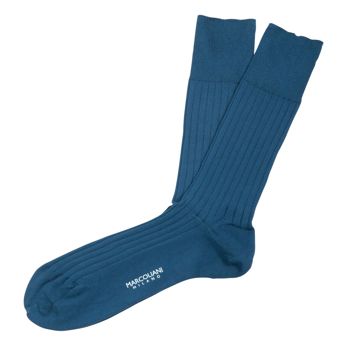 Marcoliani Mid Calf Cotton Dress Socks - Ocean