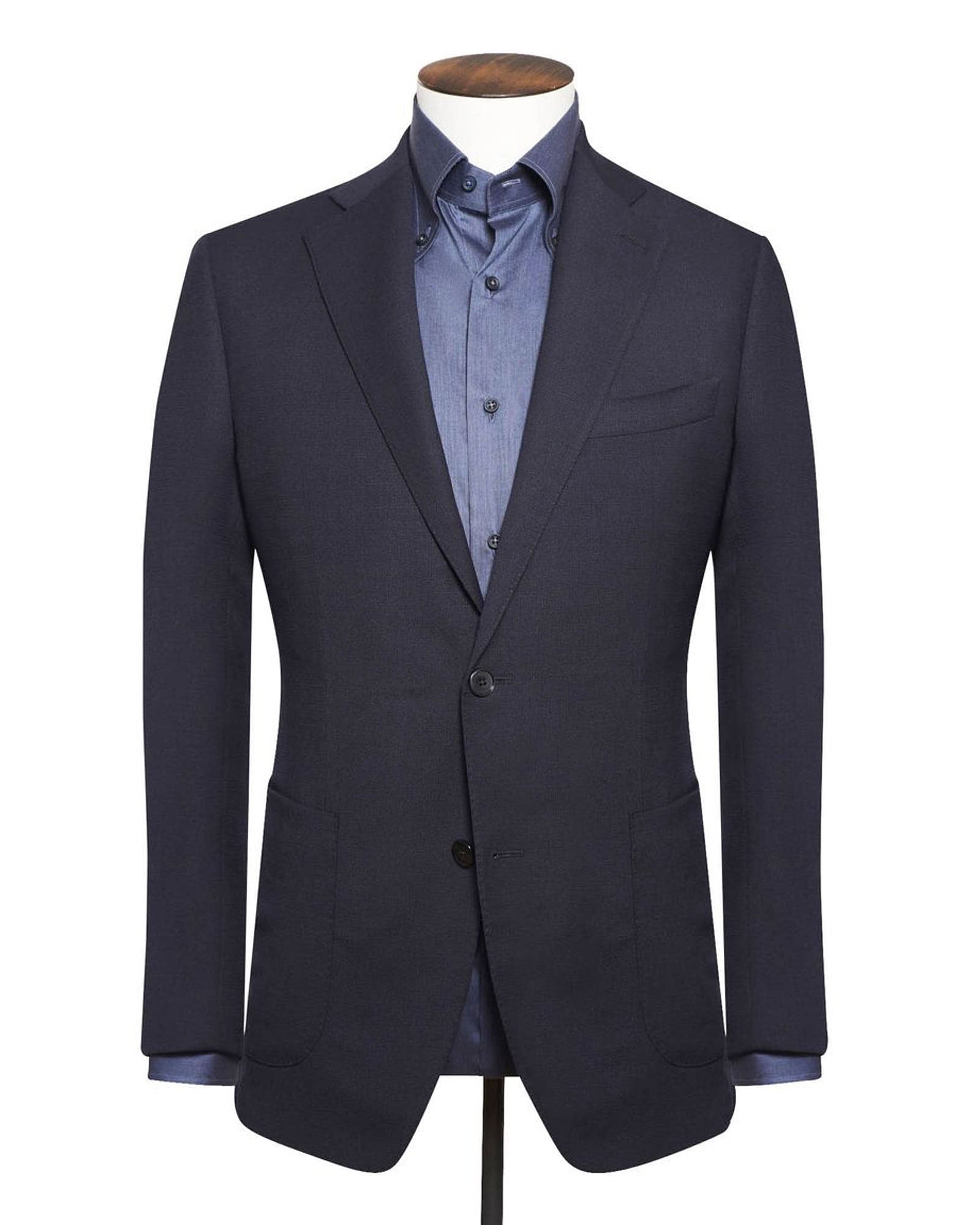 Indigo Navy Wool Stretch Two-Button Jacket - Lucky Last