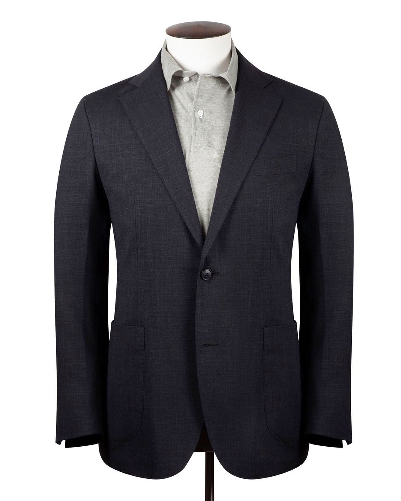 Black Linen Stretch Single-Breasted Blazer - LUCKY LAST