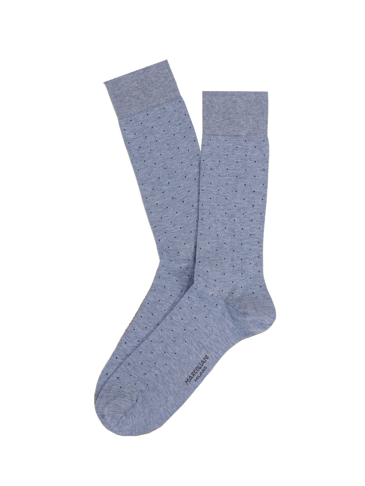 Marcoliani Pima Pin Dot Cotton Socks - Light Blue & Grey Lisle