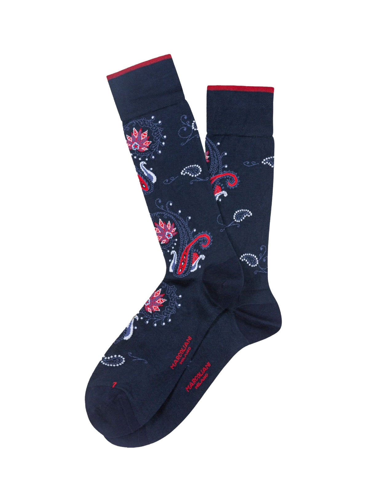 Marcoliani Modal Paisley Flower Socks - Navy