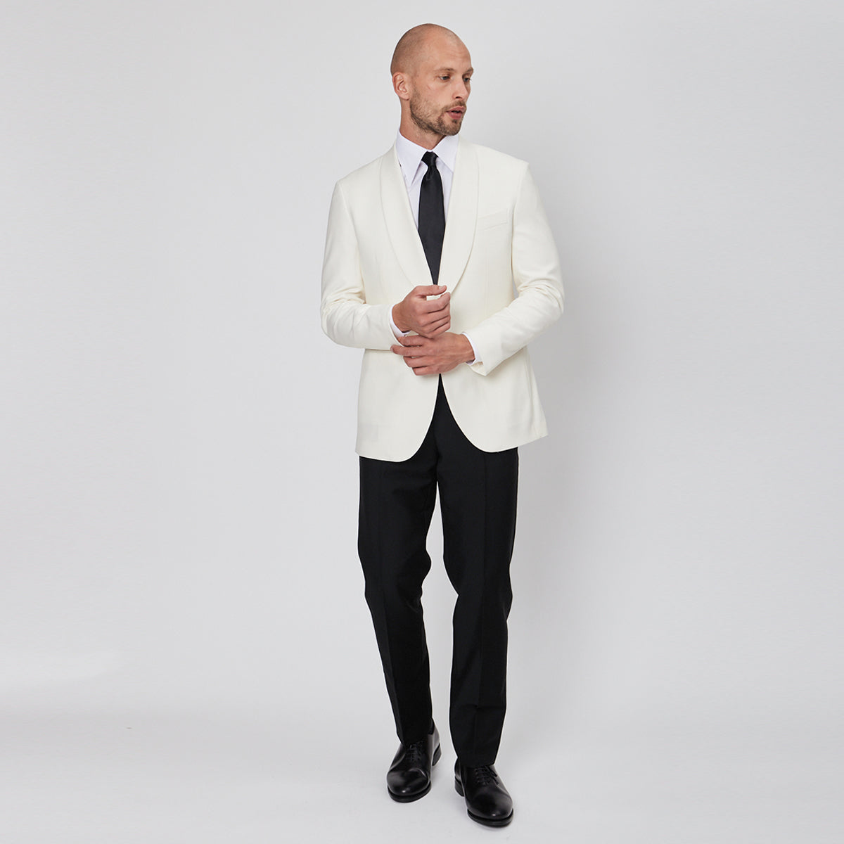 Off-White Wool Faille Smoking Jacket - Minor Mark on Lapel