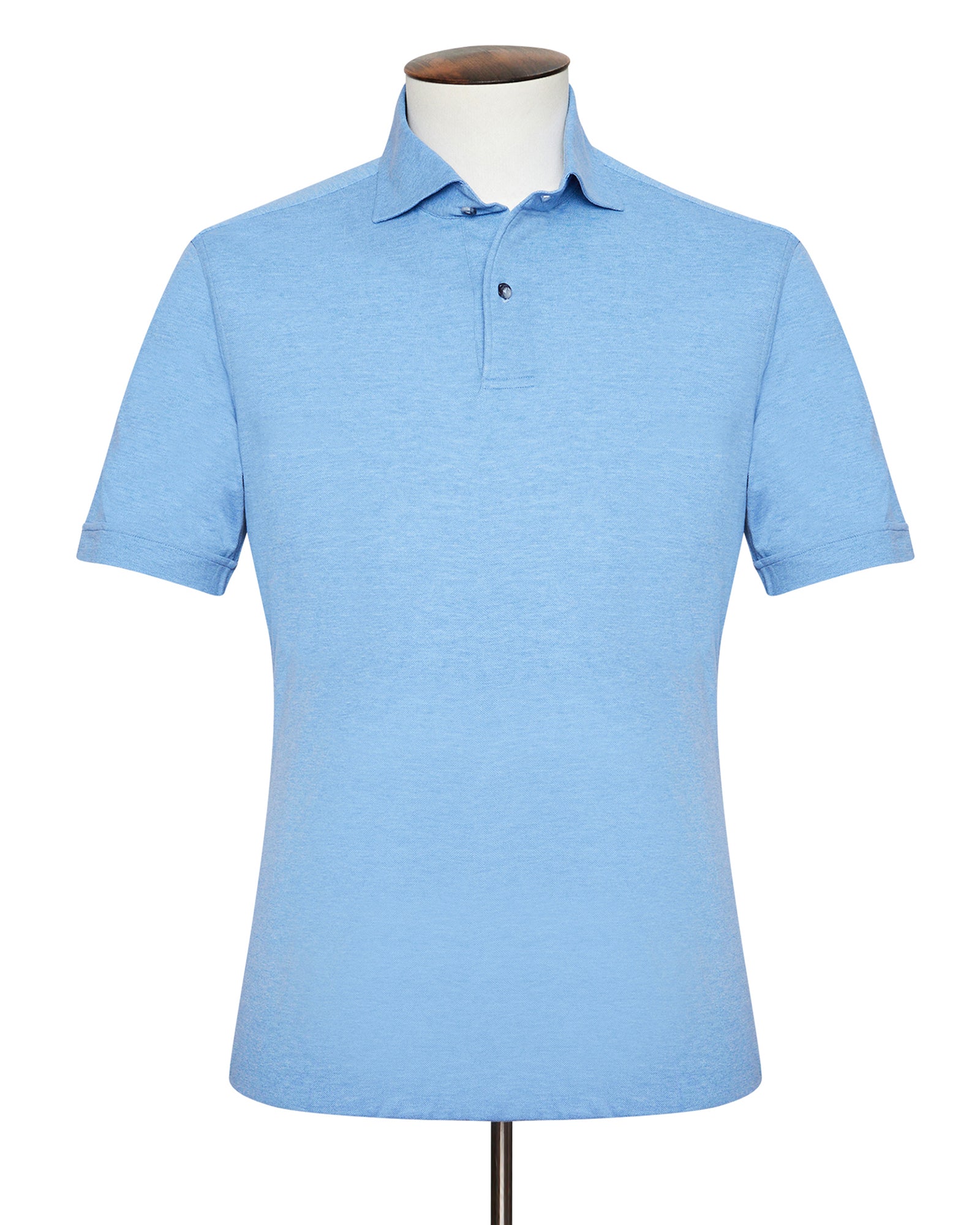 Blue Melange Cutaway Collar Polo Shirt - LUCKY LAST