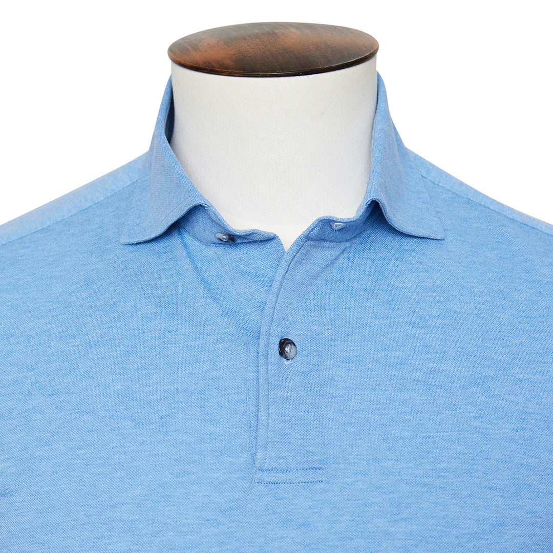 Blue Melange Cutaway Collar Polo Shirt - LUCKY LAST