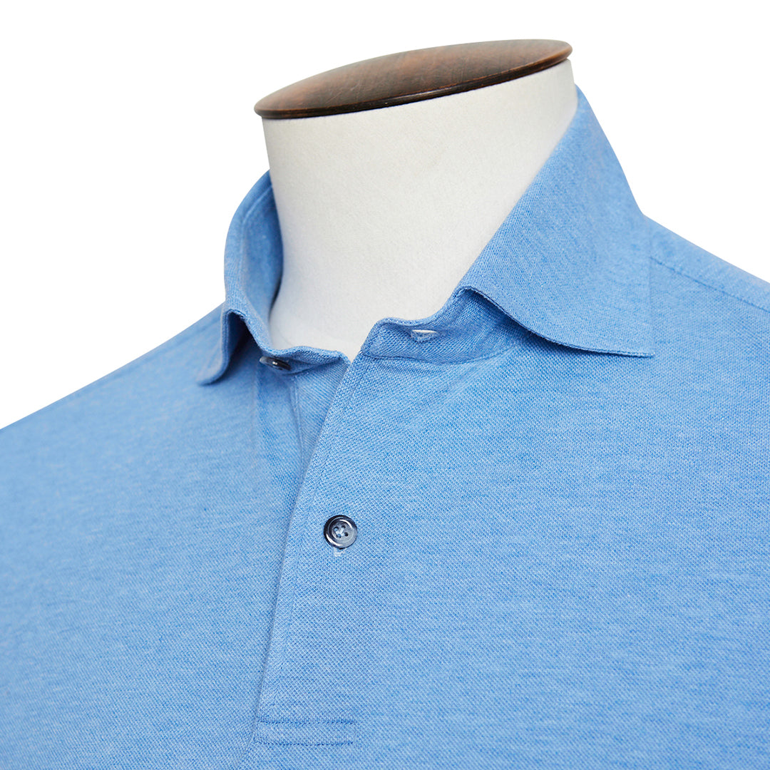 Blue Melange Cutaway Collar Polo Shirt - LUCKY LAST