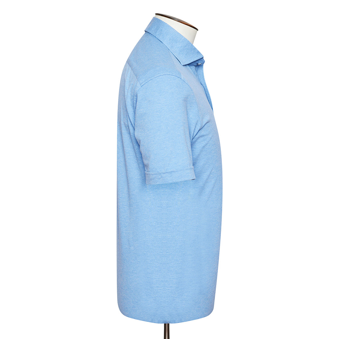 Blue Melange Cutaway Collar Polo Shirt - LUCKY LAST