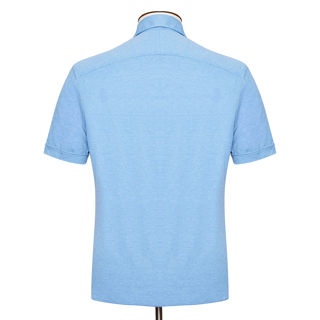 Blue Melange Cutaway Collar Polo Shirt - LUCKY LAST