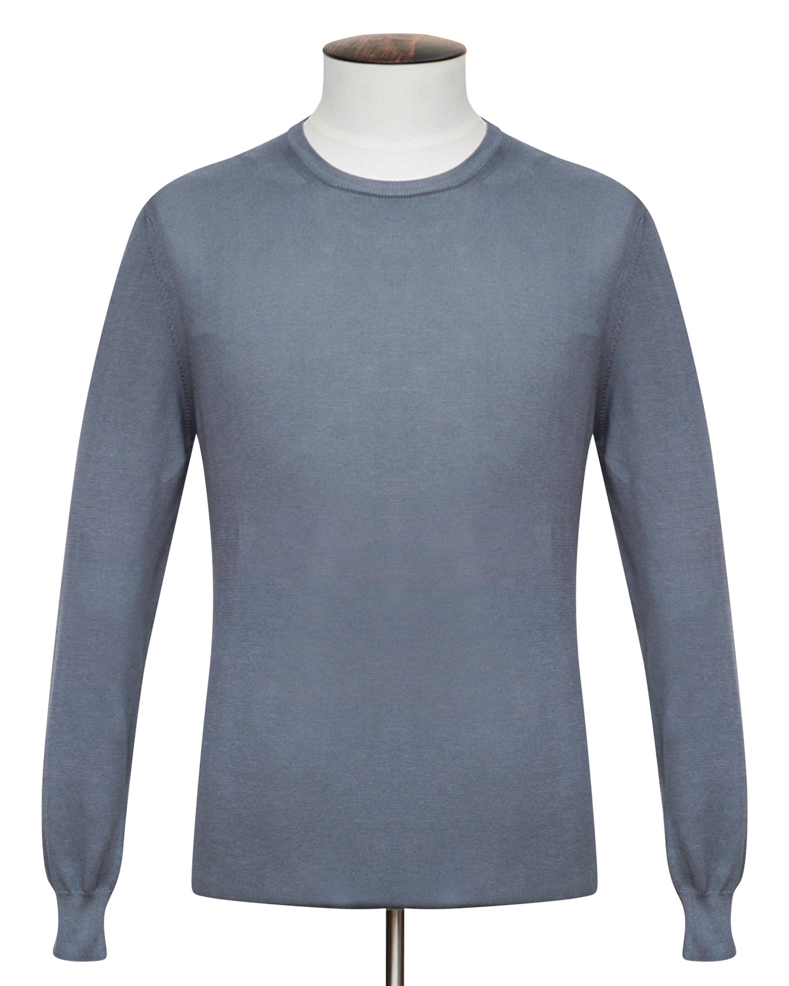 Graphite Cotton Ribbed Crewneck Sweater - Lucky Last