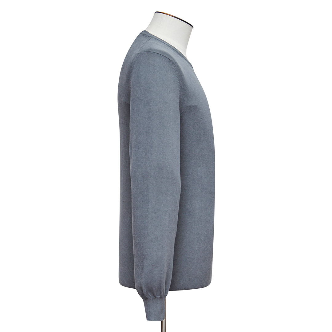Graphite Cotton Ribbed Crewneck Sweater - Lucky Last