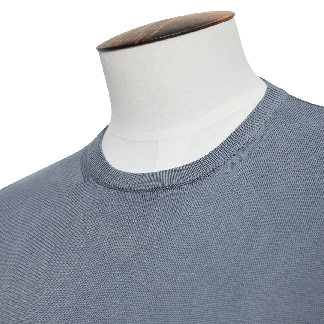 Graphite Cotton Ribbed Crewneck Sweater - Lucky Last
