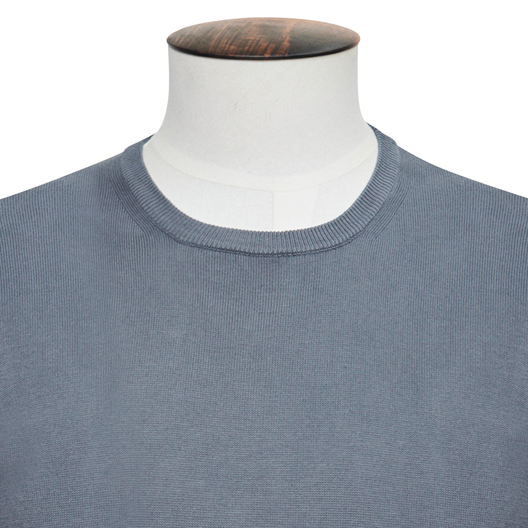 Graphite Cotton Ribbed Crewneck Sweater - Lucky Last