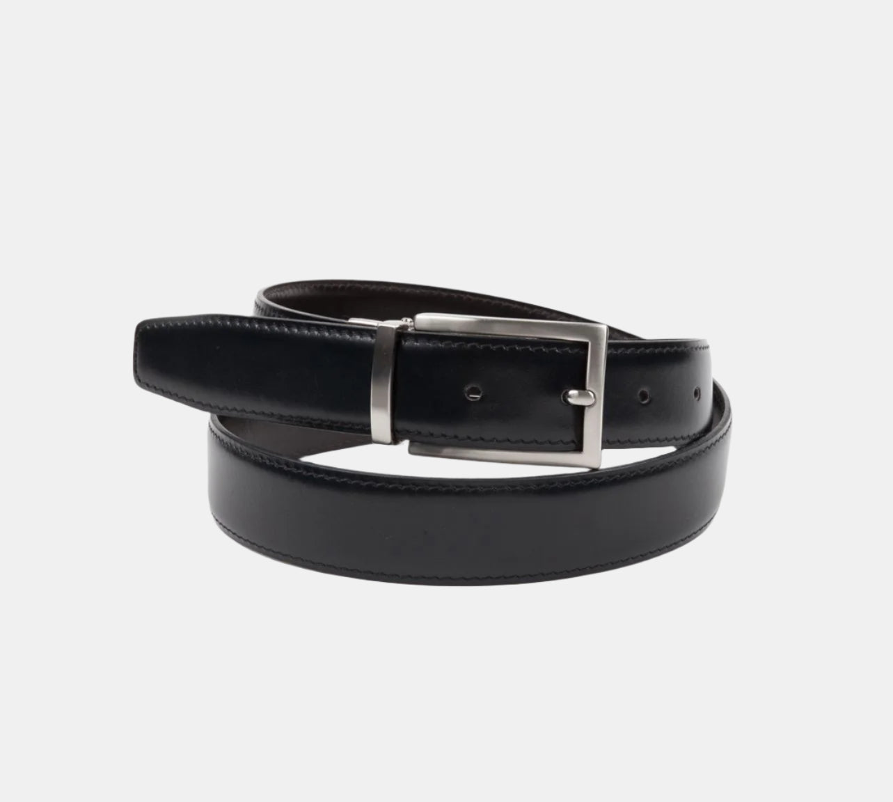 Black and Brown Leather Reversible Belt - Ottone - LUCKY LAST