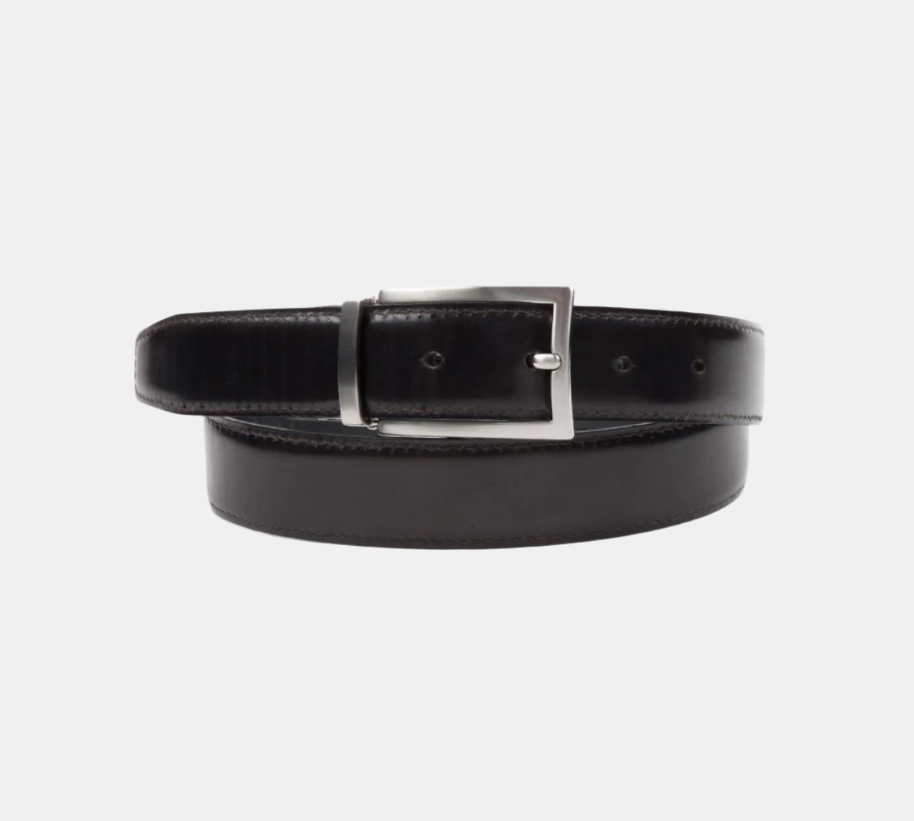 Black and Brown Leather Reversible Belt - Ottone - LUCKY LAST